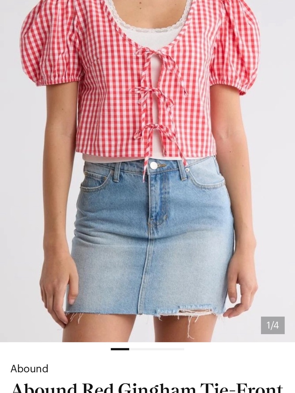 Abound Red Gingham Tie-Front Mini Skirt
